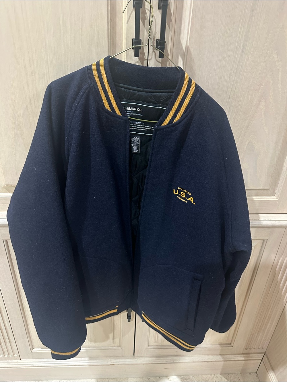 Apollo Jeans Navy Bomber Jacket with Gold Trim